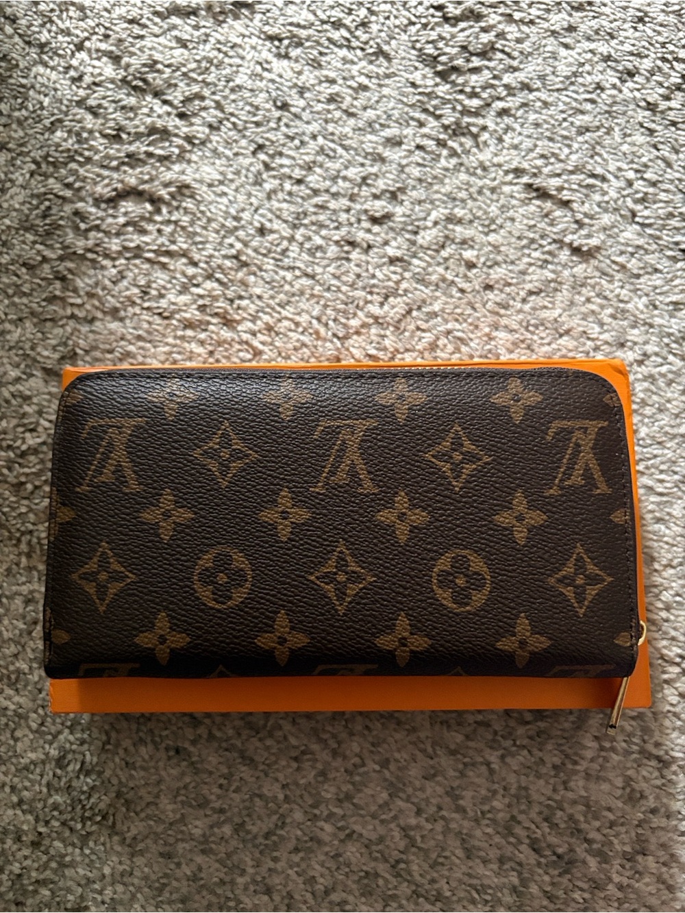 Louis Vuitton Monogram Canvas Zip Wallet with Gold Hardware